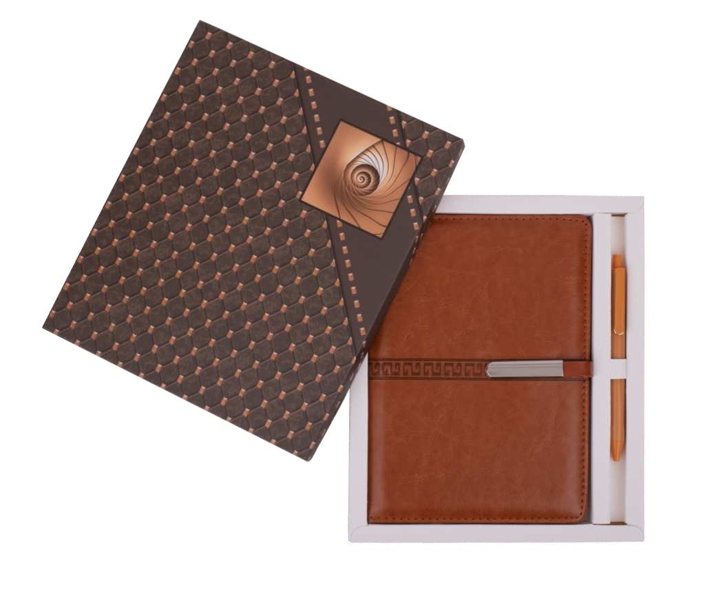 Brown Notebook with Pen