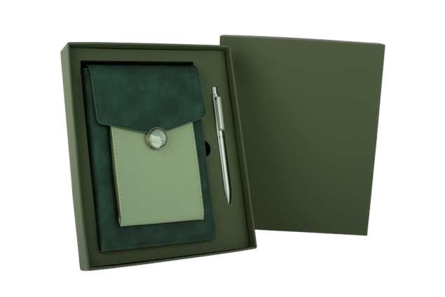 Round Button Notebook With Sleek Style Pen