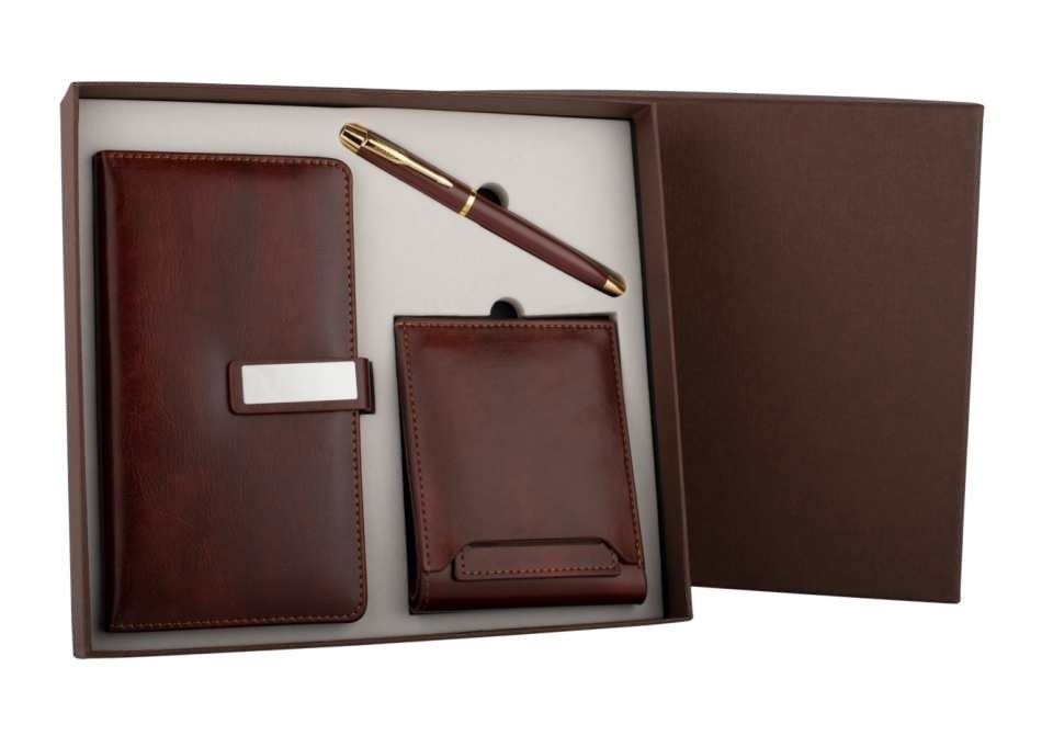 3 in 1 Leather Notebook with Premium Wallet & Pen