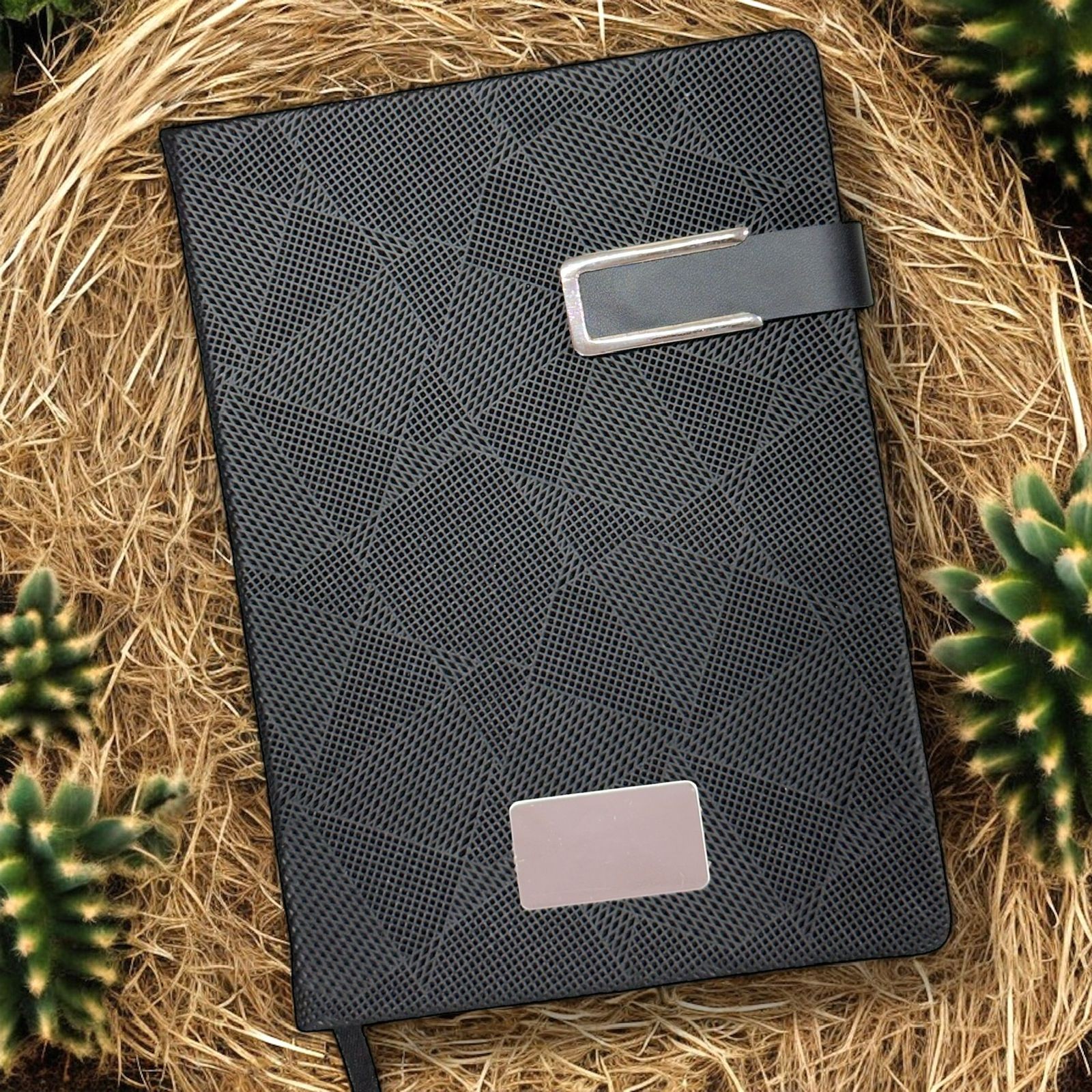 Black criss cross with buckle closer - A5 Notebook