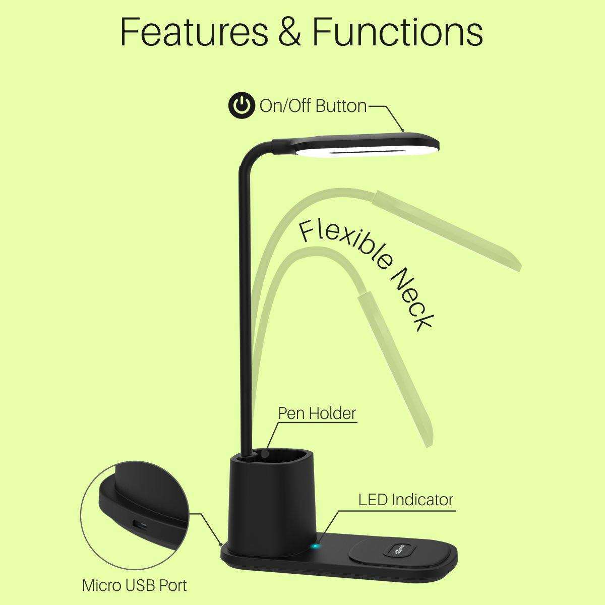 portronics brillo ii lamp with wireless charging